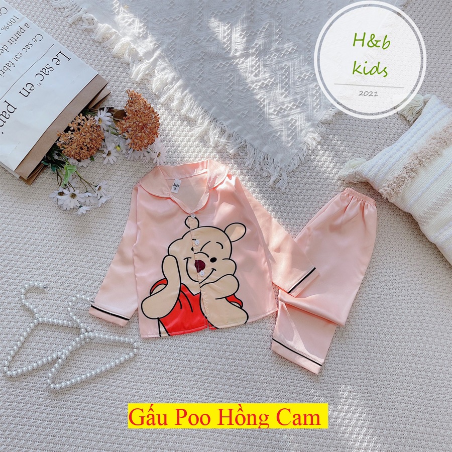 [8 -40 kg ] Bộ Mặc Nhà Lụa dài tay cao cấp -  Pijama Lụa 3D Chất Mềm Mịn An Toàn Cho Da Bé