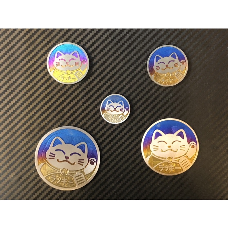 Tem titan mèo thần tài (có sẵn keo 3M) đường kính 2cm 3cm 4cm 6cm