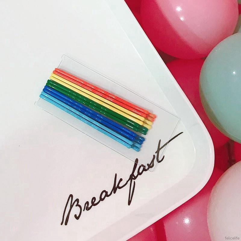 Set 10 kẹp tóc dạng hình học nhiều màu sắc phong cách Hàn Quốc xinh xắn