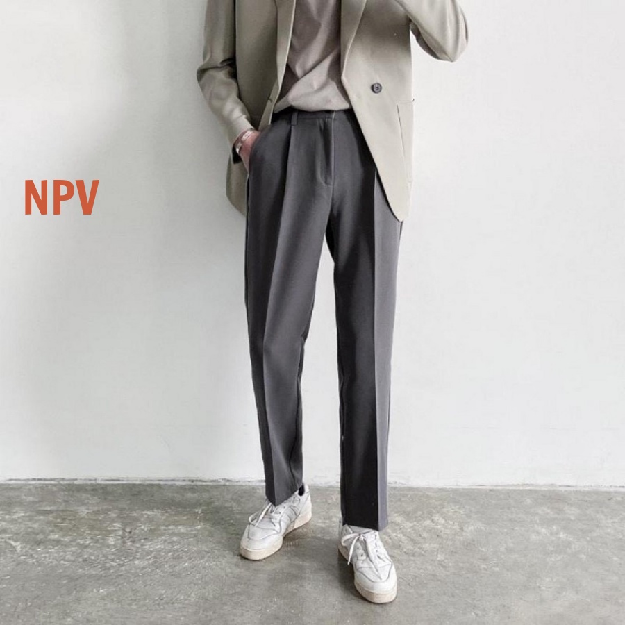 Quần baggy nam âu ống côn hàn quốc NPV vải lụa co giãn,quần tây nam không nhăn, không xù, trẻ trung