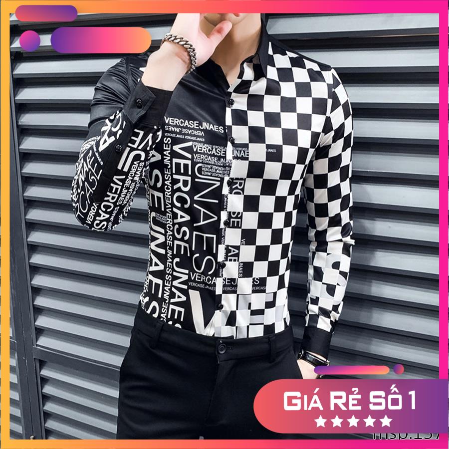 Áo sơ mi phối caro đen trắng Vercase TSM mã 137 | BigBuy360 - bigbuy360.vn