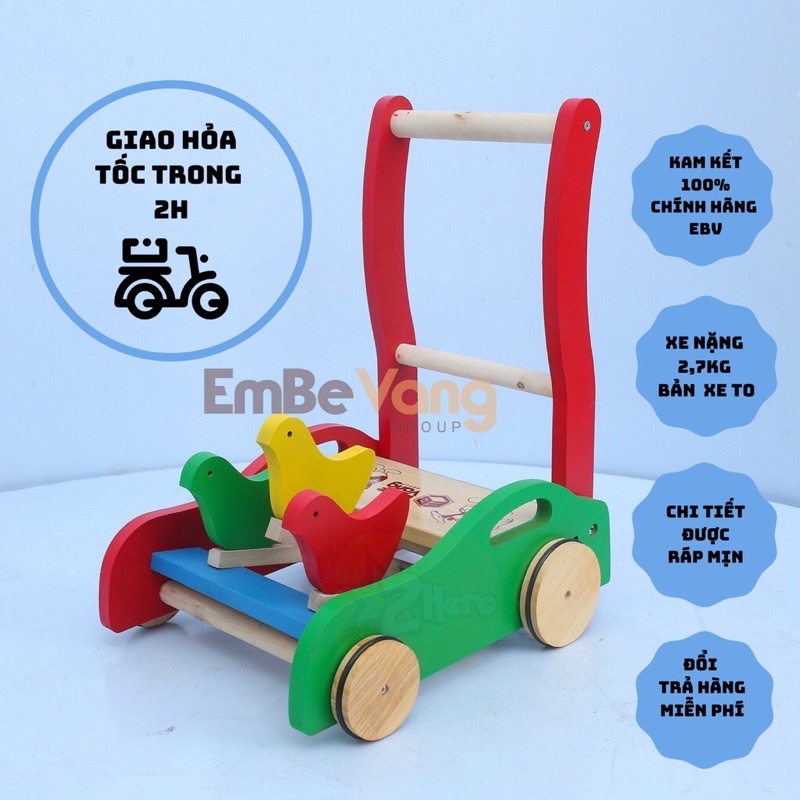 Xe gà gỗ tập đi Em bé vàng mẫu Ô TÔ siêu chắc chắn