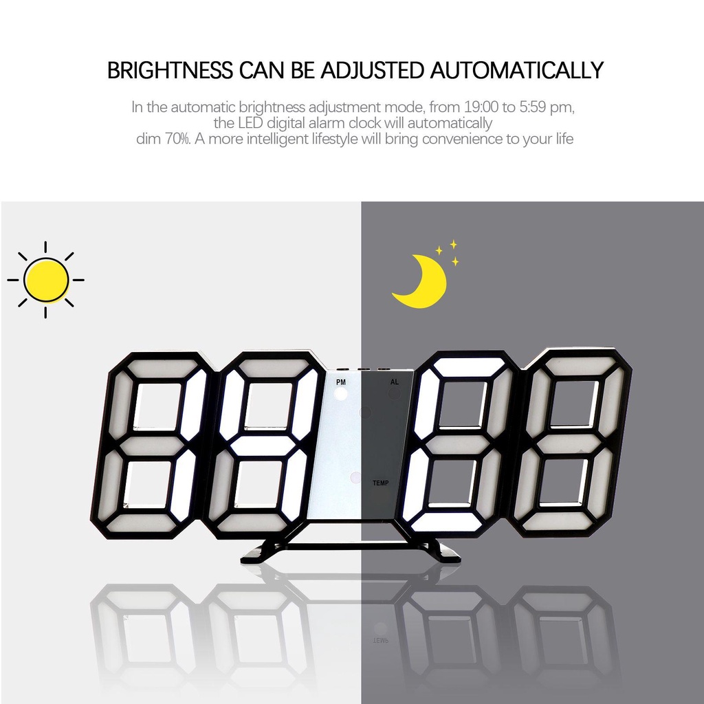 Đồng Hồ Báo Thức Điện Tử Màn Hình LED Hiển Thị Nhiệt Độ Điều Khiển Bằng