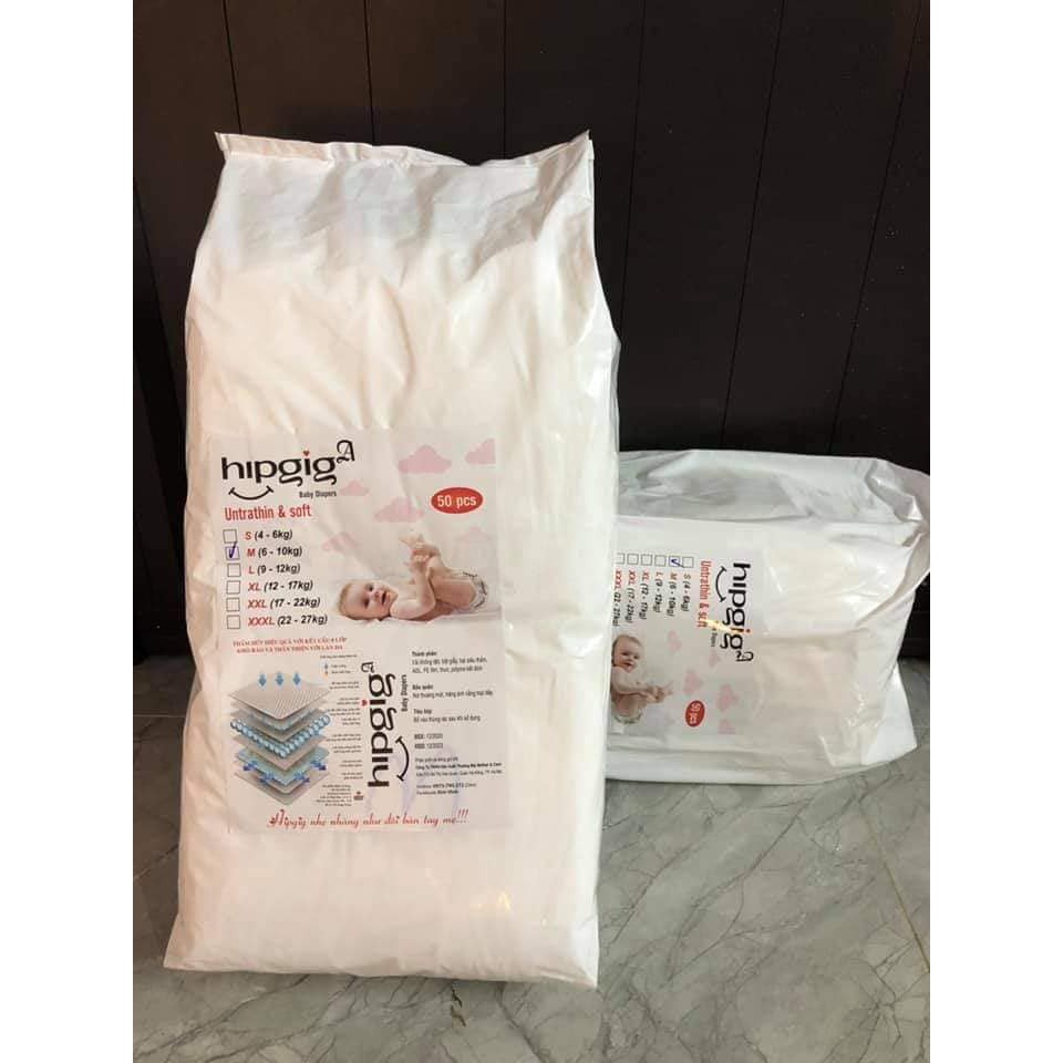 COMBO 100 MIẾNG BỈM QUẦN TRẦN XUẤT NHẬT HIPPIG BAO BÌ ĐỤC MỎNG HÚT TỐT SIZE M100 / L100 / XL100 / XXL100 / XXXL100