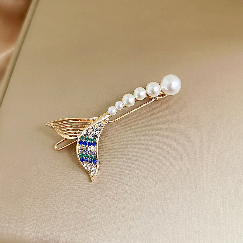 Kẹp tóc hình đuôi cá đính ngọc trai nhân tạo sang trọng
