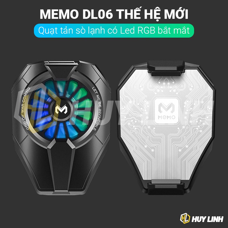 [Mã ELHA22 giảm 5% đơn 300K] Sò lạnh quạt tản cho điện thoại Memo DL06 Led RGB tốc độ quạt 7000RPM