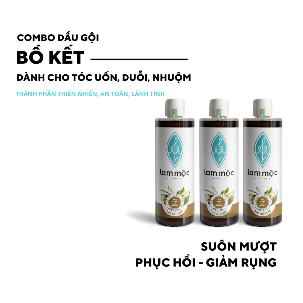 Combo 3 Dầu Gội Bồ Kết Nấu Sẵn - Giảm rụng, kích mọc tóc và phục hồi hư tổn LAM MỘC - 500ml/chai