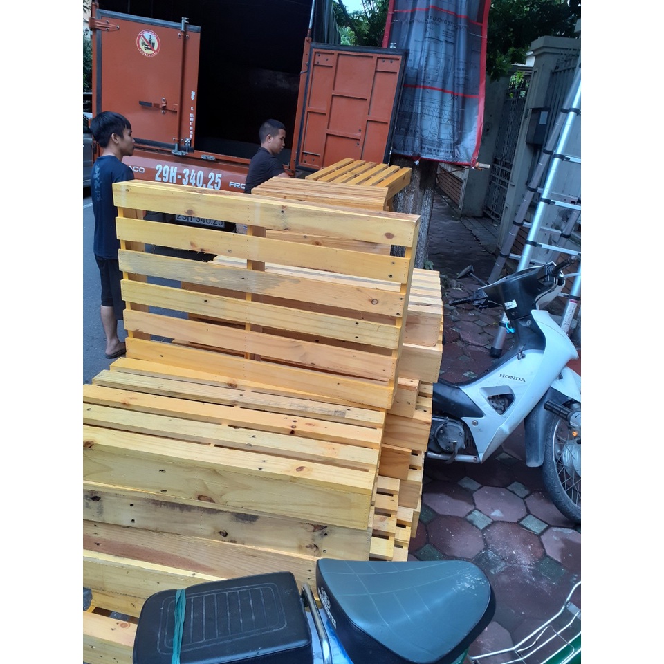 Giường Pallet - kích thước 50 x 80 x 11cm Giường gỗ - Giường xếp - Giường Hộp Pallet đã sơn chống mốc