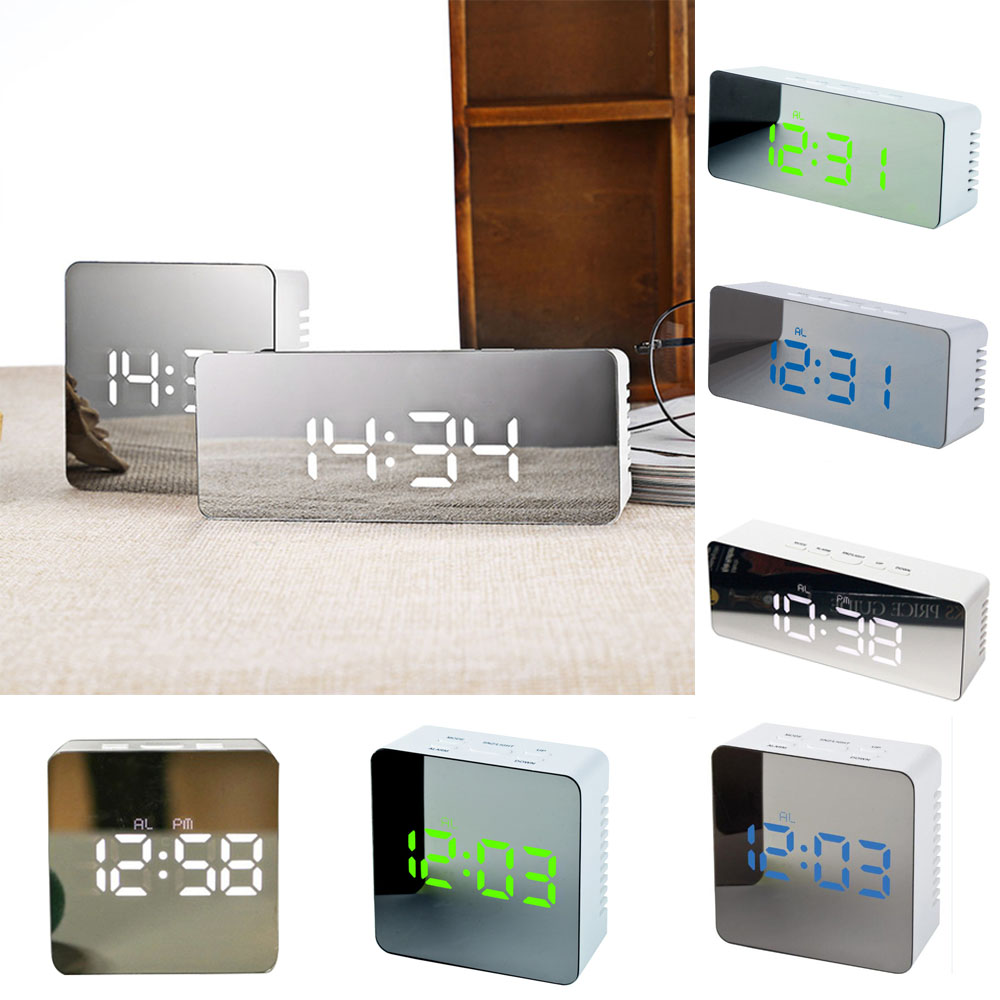 Đồng Hồ Báo Thức Kỹ Thuật Số Tích Hợp Nhiệt Kế Có Đèn Led Tiện Dụng Cho Gia Đình