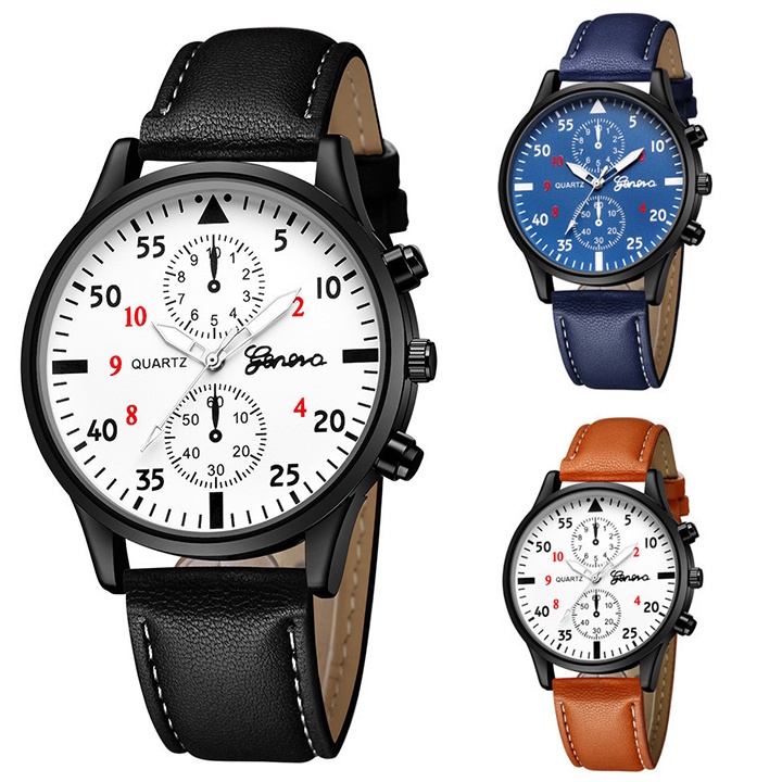 Đồng Hồ Nam Geneva23 Dây Da Thời Trang Phong Cách Hàn Quốc Cực Đẹp