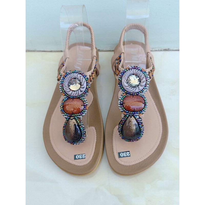 Sandal xỏ ngón MAILIAA 001 quai kẹp đính đá thổ cẩm