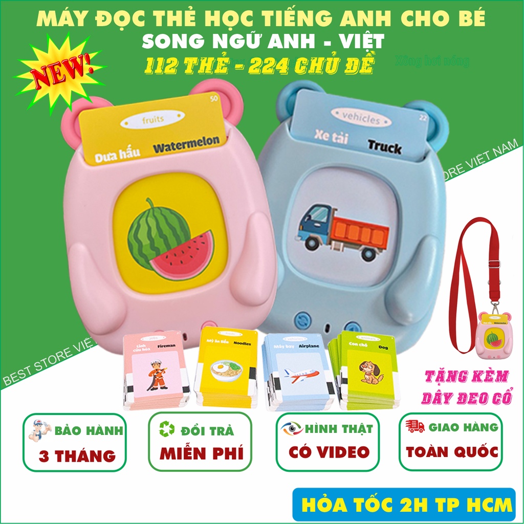 Máy Đọc Thẻ Flashcard Tiếng Anh Việt Song Ngữ 224 từ vựng cho bé