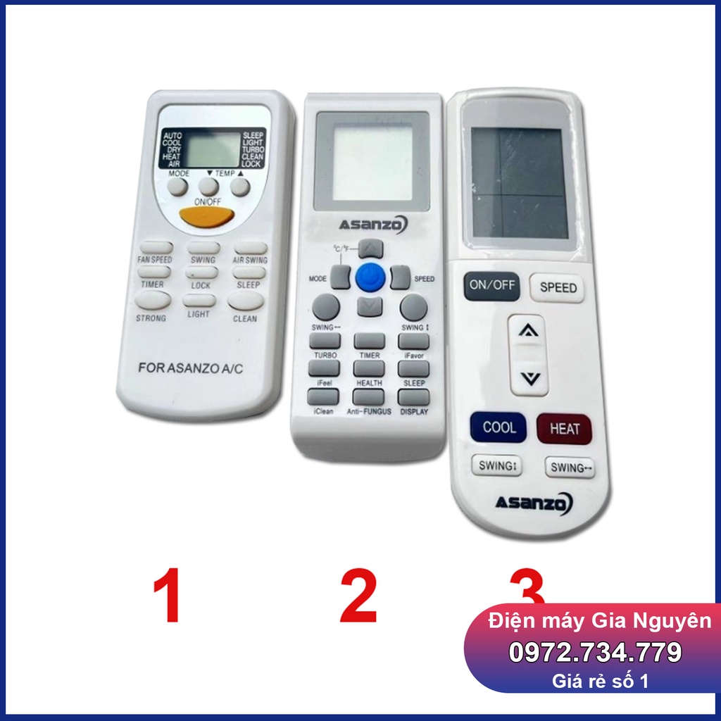 Điều khiển điều hòa Asanzo các đời