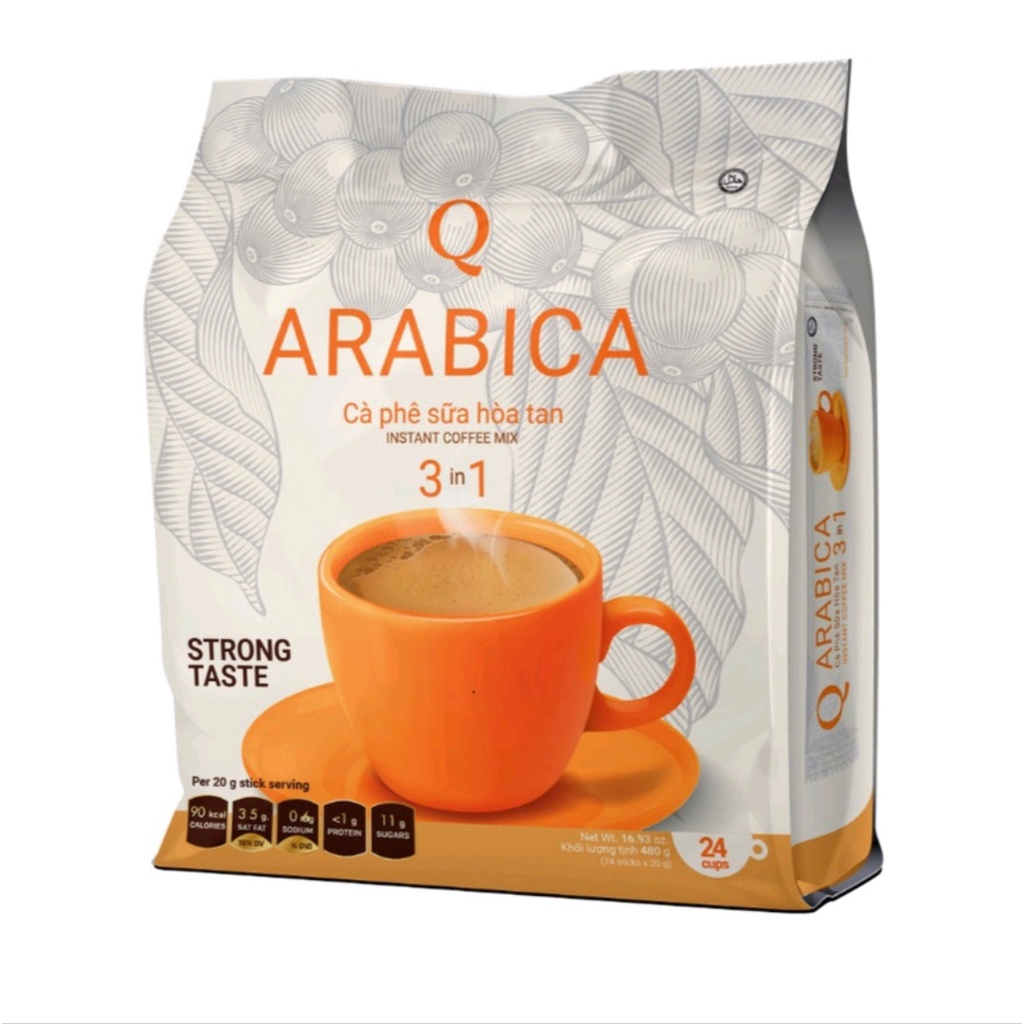 Cà phê sữa Arabica Trần Quang 480g (24 gói * 20g) Instant Coffee mix 3 in 1