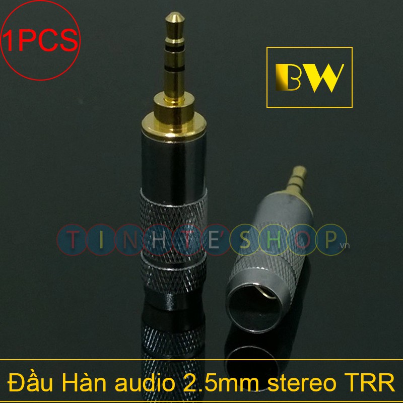 Đầu hàn cổng cắm audio 2.5mm 3 nấc TRR gold 24K OD-6.5mm - Giắc hàn dây âm thanh 2,5mm Brawis BR-SD25653-AWH (1 chiếc)