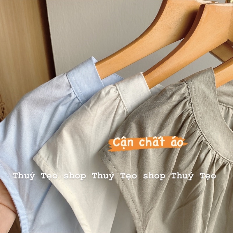 Áo sơ mi SÁT NÁCH cổ tròn cúc dọc - áo sơ mi nữ Quảng Châu chất đẹp