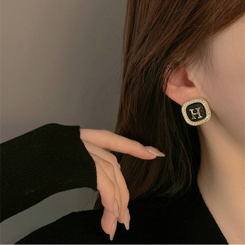 Bông Tai Màu Đen Phong Cách Hàn Quốc Thời Trang Cho Nữ  hoa tai