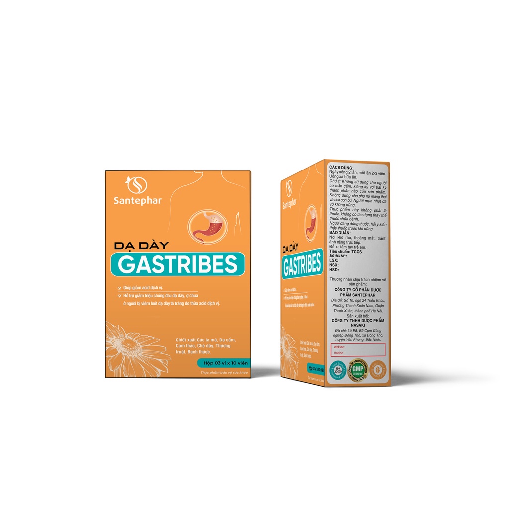 GASTRIBES – GIẢM TRÀO NGƯỢC, VIÊM LOÉT DẠ DÀY, TÁ TRÀNG TỪ THẢO DƯỢC