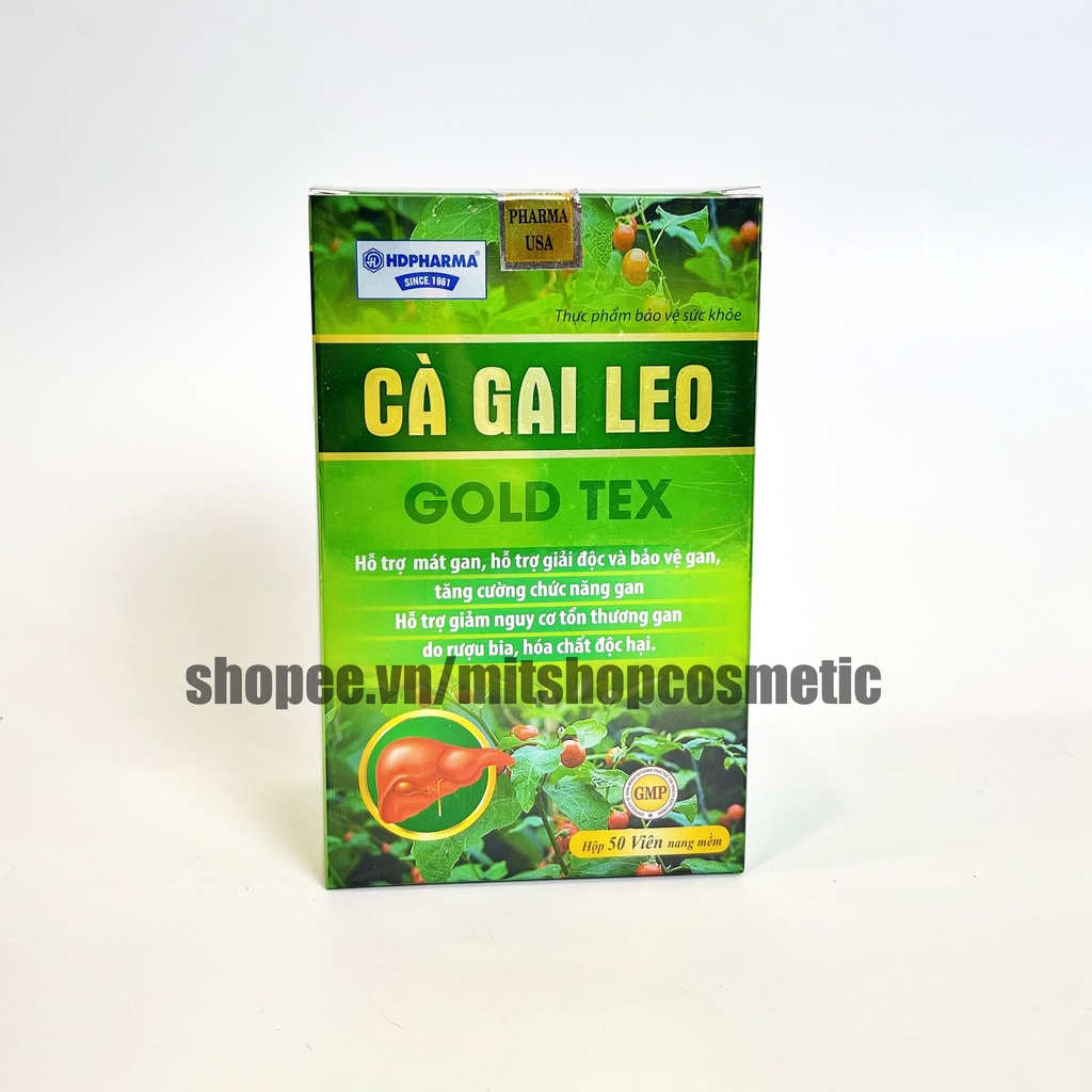 Viên uống Cà Gai Leo GOLDTEX bổ gan  bảo vệ gan ,làm mát , giải độc , hạ men gan - HỘP 50 viên