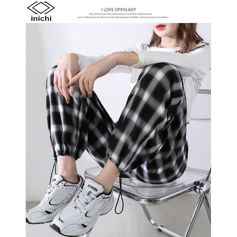 Quần caro nữ INICHI cá tính có dây rút ống Q885 | BigBuy360 - bigbuy360.vn