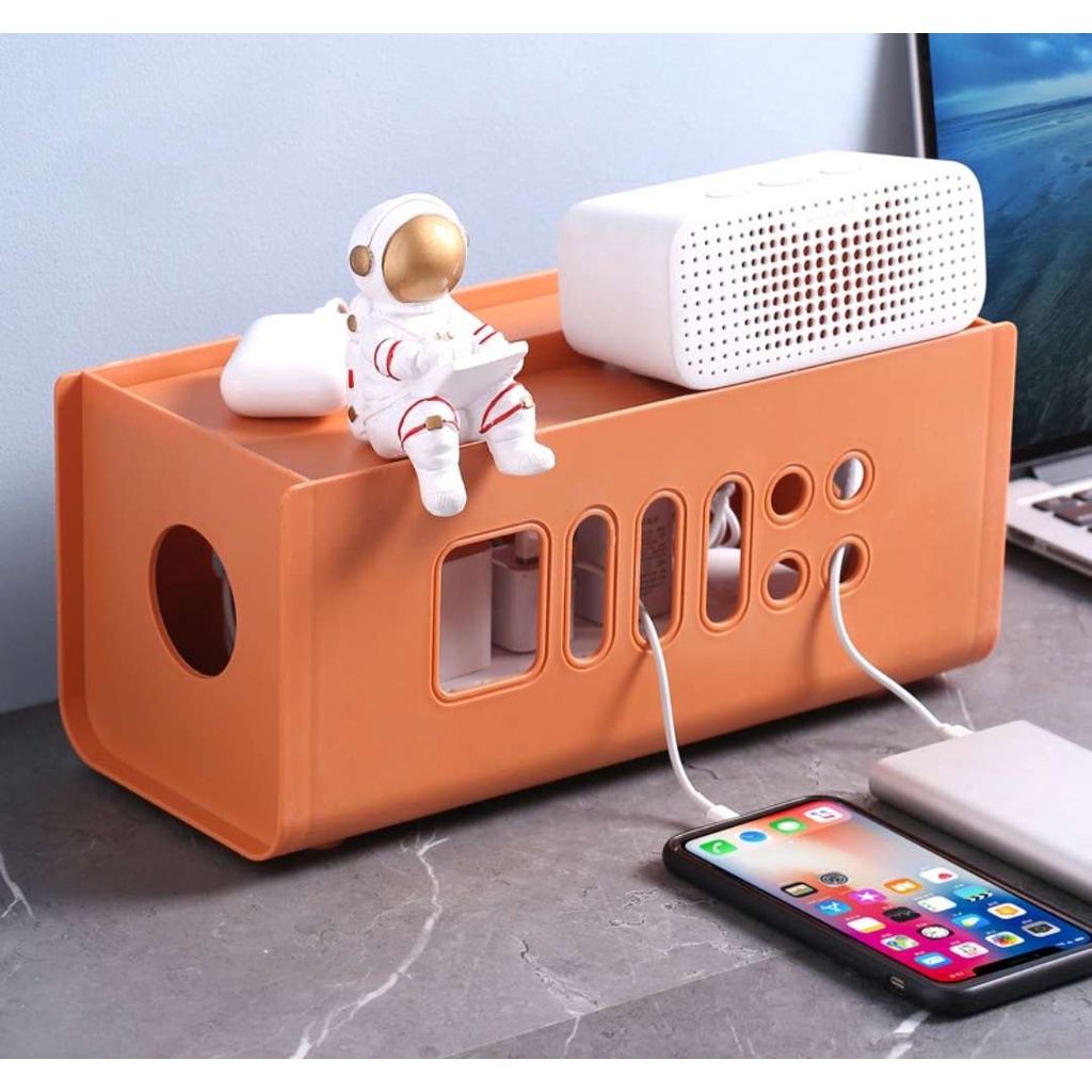 Hộp đựng giữ dây cáp sắp xếp gọn gàng cho bàn máy tính bằng nhựa tiện dụng