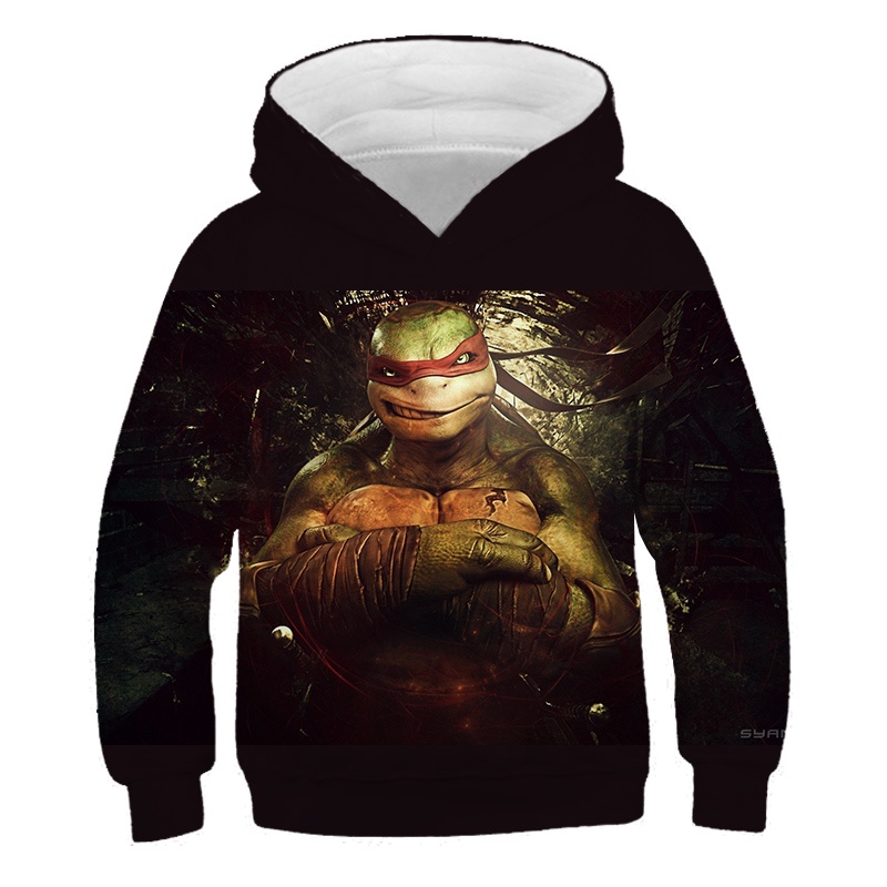 Áo Khoác Hoodie Thể Thao In Họa Tiết Ninja Rùa Hoạt Hình 3D Thời Trang Cho Trẻ Em 4-14 Tuổi