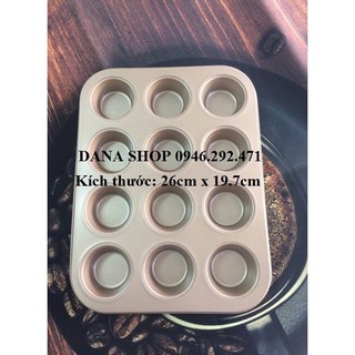 Khuôn cupcake 12 lỗ màu vàng