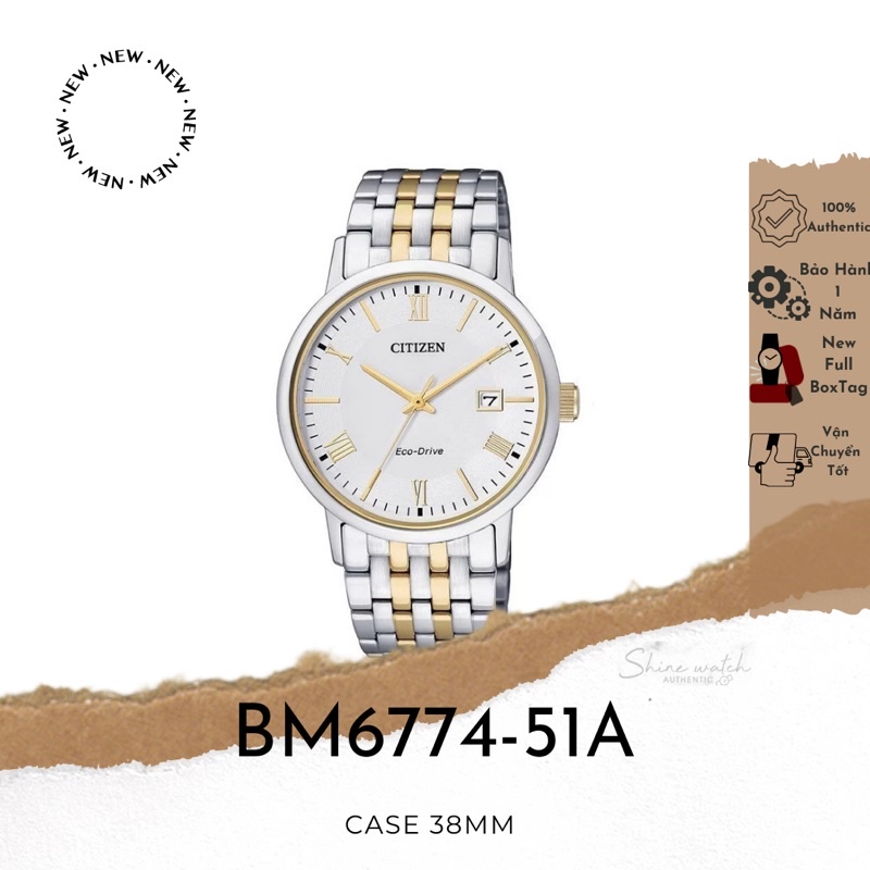 Đồng Hồ Nam CITIZEN BM6774-51A Kính Sapphire Chống Trầy Máy Eco - Drive