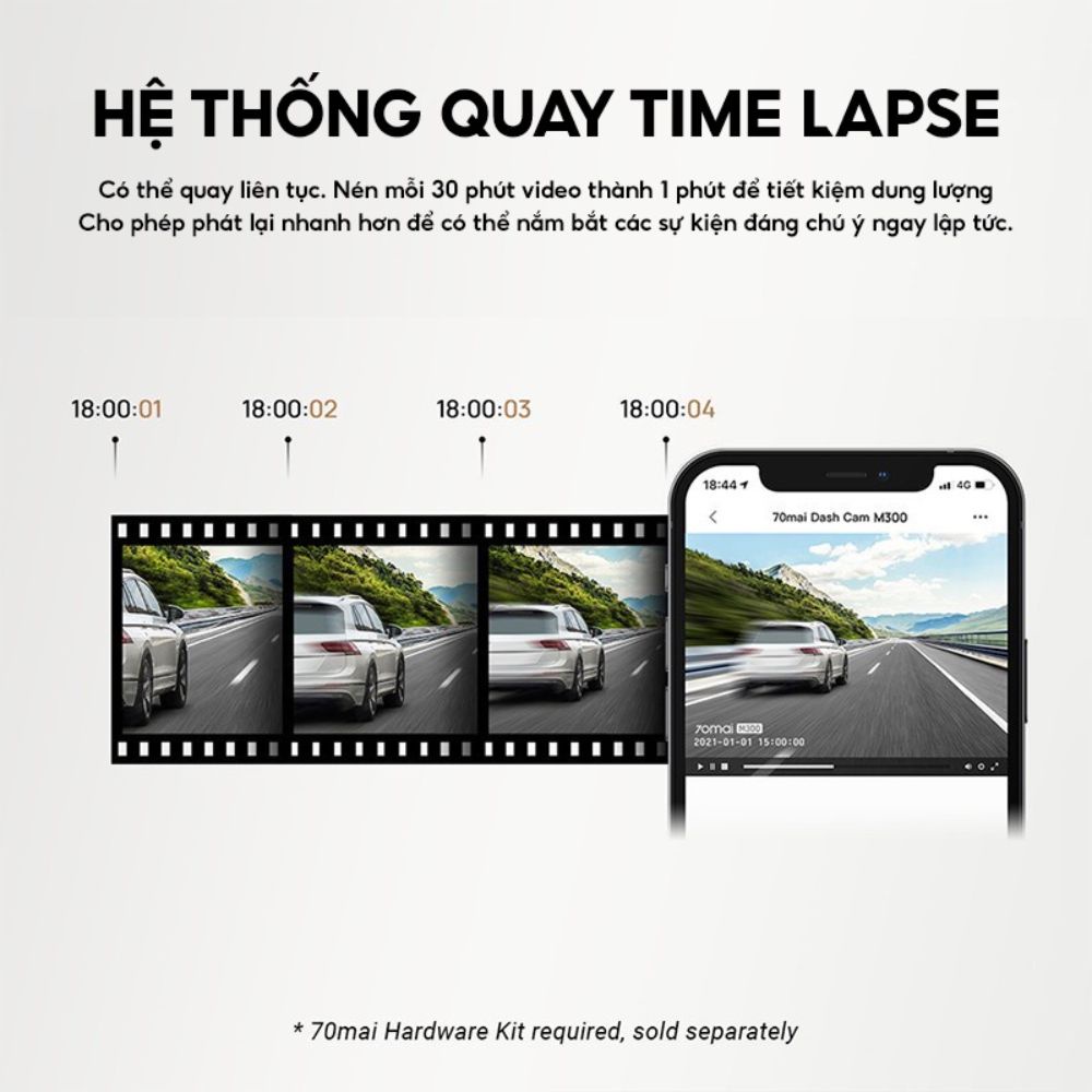 Camera hành trình Xiaomi 70mai M300 quốc tế , kết nối app , 2K góc rộng 140° , cảnh báo va chạm , lệch làn , quay đêm