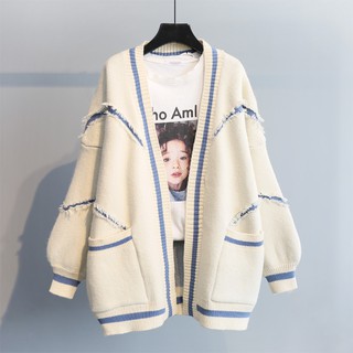 Áo Khoác Cardigan Dệt Kim Dày Dáng Rộng Cài Khuy Kiểu Hàn Quốc Dễ Phối Đồ