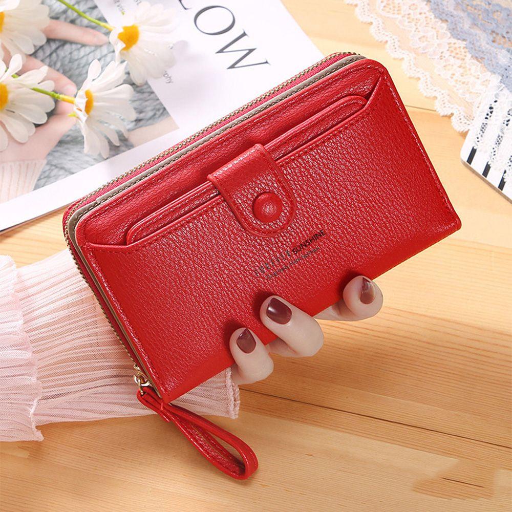 Ví Ngắn Bằng Da PU Màu Trơn Phong Cách Retro Thời Trang Dành Cho Nữ