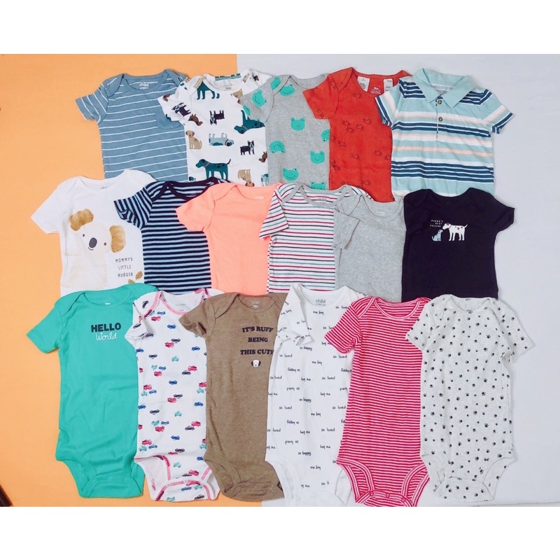 Set 7 chiếc bodysuit hãng xuất dư loại ngắn tay hoặc dài tay cho bé trai bé gái từ sơ sinh đến 24 tháng