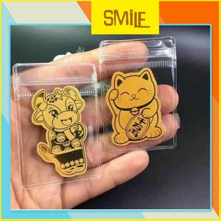 Miếng Dán Lá Vàng Mèo Thần Tài và Trâu Vàng Để Trong Ốp Điện Thoại Ví Tiền Mang Tài Lộc