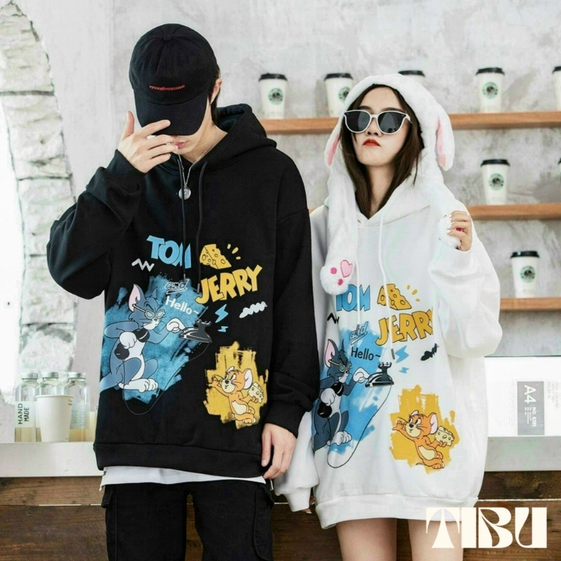 Áo hoodie nam nữ Tom &amp; Jerry Form Rộng, Áo Hoodie Unisex Form Rộng Nhiều Màu
