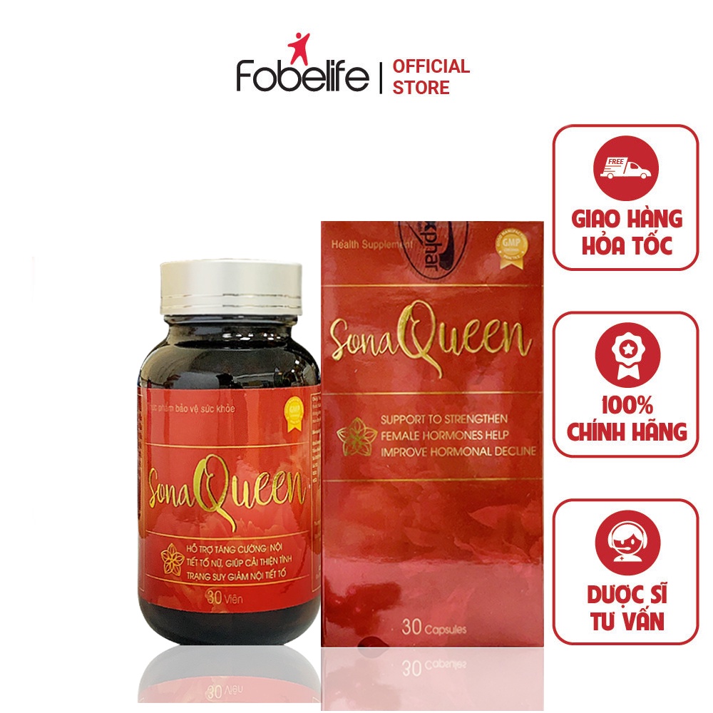 Viên Uống Sona Queen Fobe Hỗ Trợ Cải Thiện Tăng Cường Nội Tiết Tố Nữ - Hộp 30 Viên