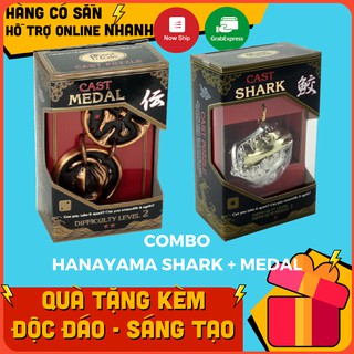 Combo 2 Giải mã sắt Nhật Hanayama Cast Puzzle level 1 và level 2 Shark - Medal Hanayam chính hãng Đồ chơi thông minh
