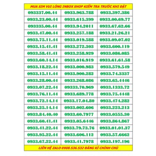 sim số đẹp mobi đầu 0933 giá bình dân