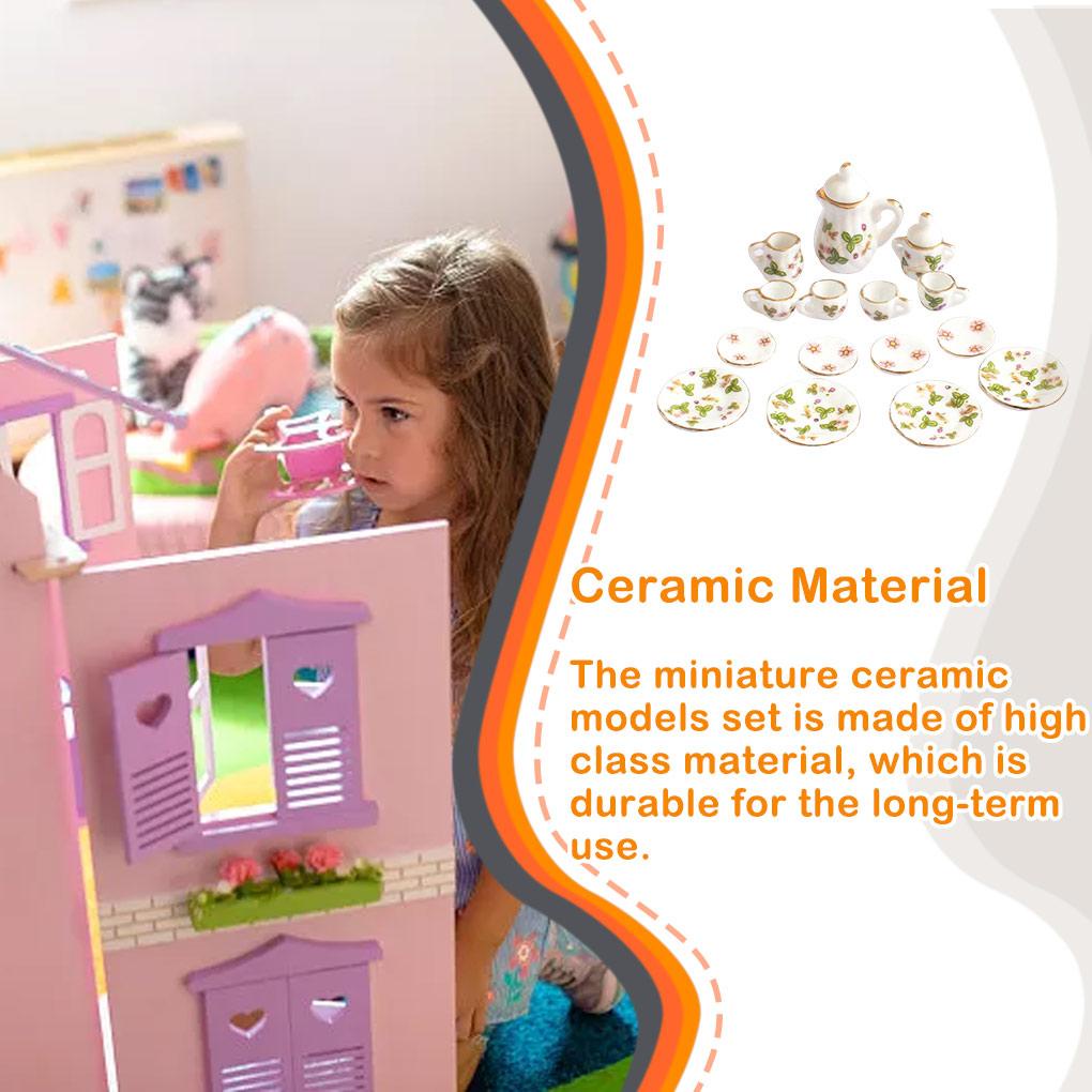 Bộ Ấm Chén Trà Mini Bằng Gốm Tỉ Lệ 1 / 12