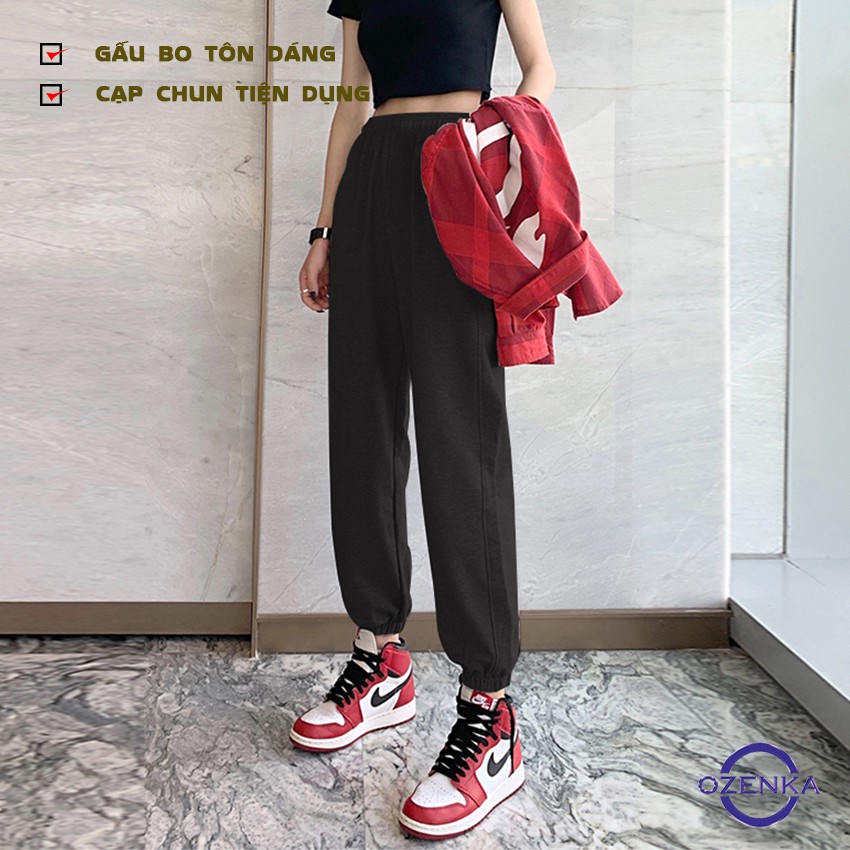 Quần jogger nữ dài ống rộng cạp cao bo gấu túi khóa chất nỉ dày mềm mịn không xù không nhăn phong cách thể thao JG451 | BigBuy360 - bigbuy360.vn