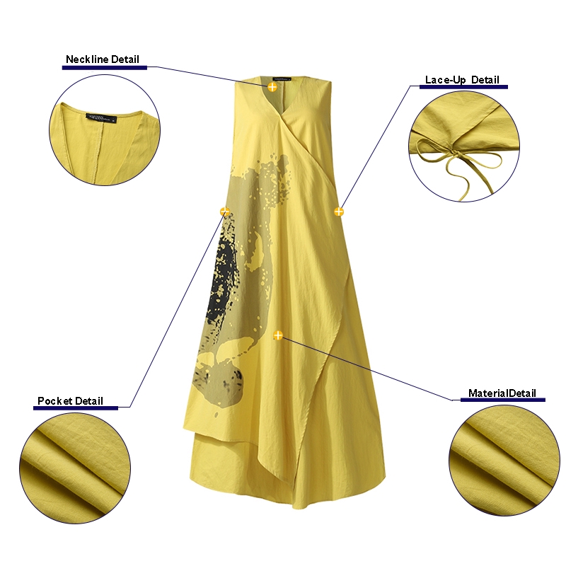 ZANZEA Đầm Maxi Nữ Không Tay Cổ Chữ V Thời Trang Quyến Rũ | BigBuy360 - bigbuy360.vn