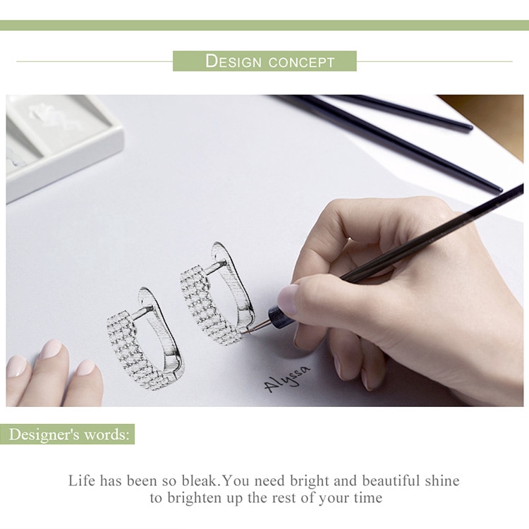 Khuyên tai Bamoer đính đá lấp lánh bằng bạc 925 sang trọng cho nữ