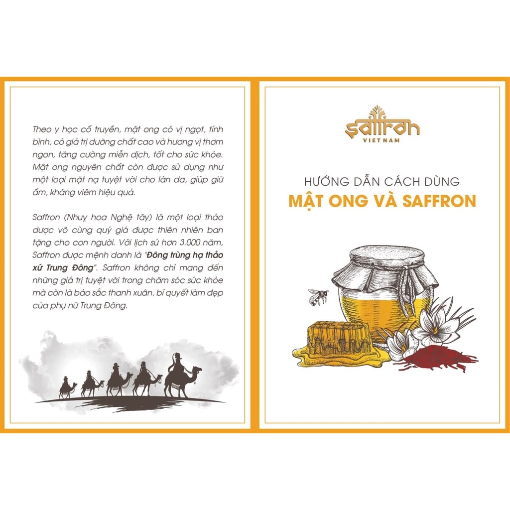 Mật ong ngâm Saffron 250ml/lọ chai thủy tinh tiện dụng thương hiệu Saffron Việt Nam