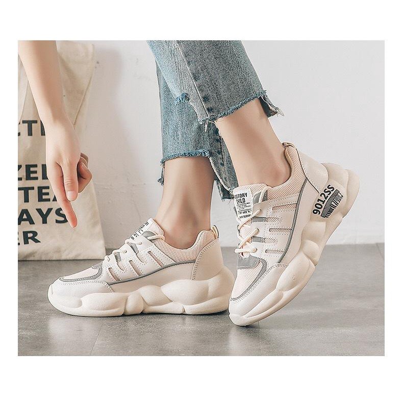 Giày thể thao, Giày sneaker nữ Da tổng hợp dày dặn có dạ quang 908