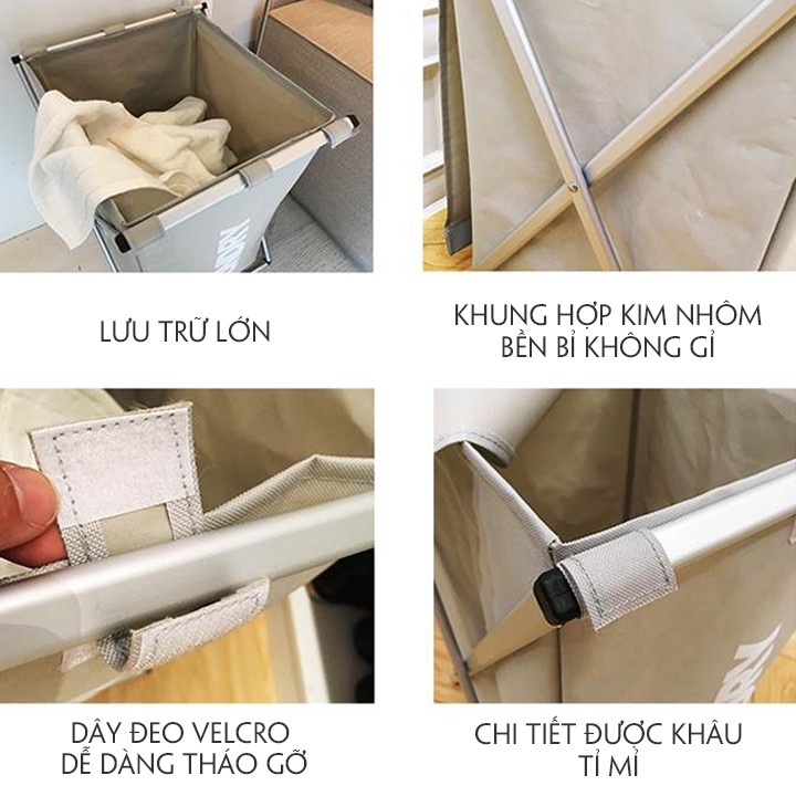 Giỏ vải đựng đồ khung nhôm, sọt vải đựng đồ đa năng gấp gọn - T214