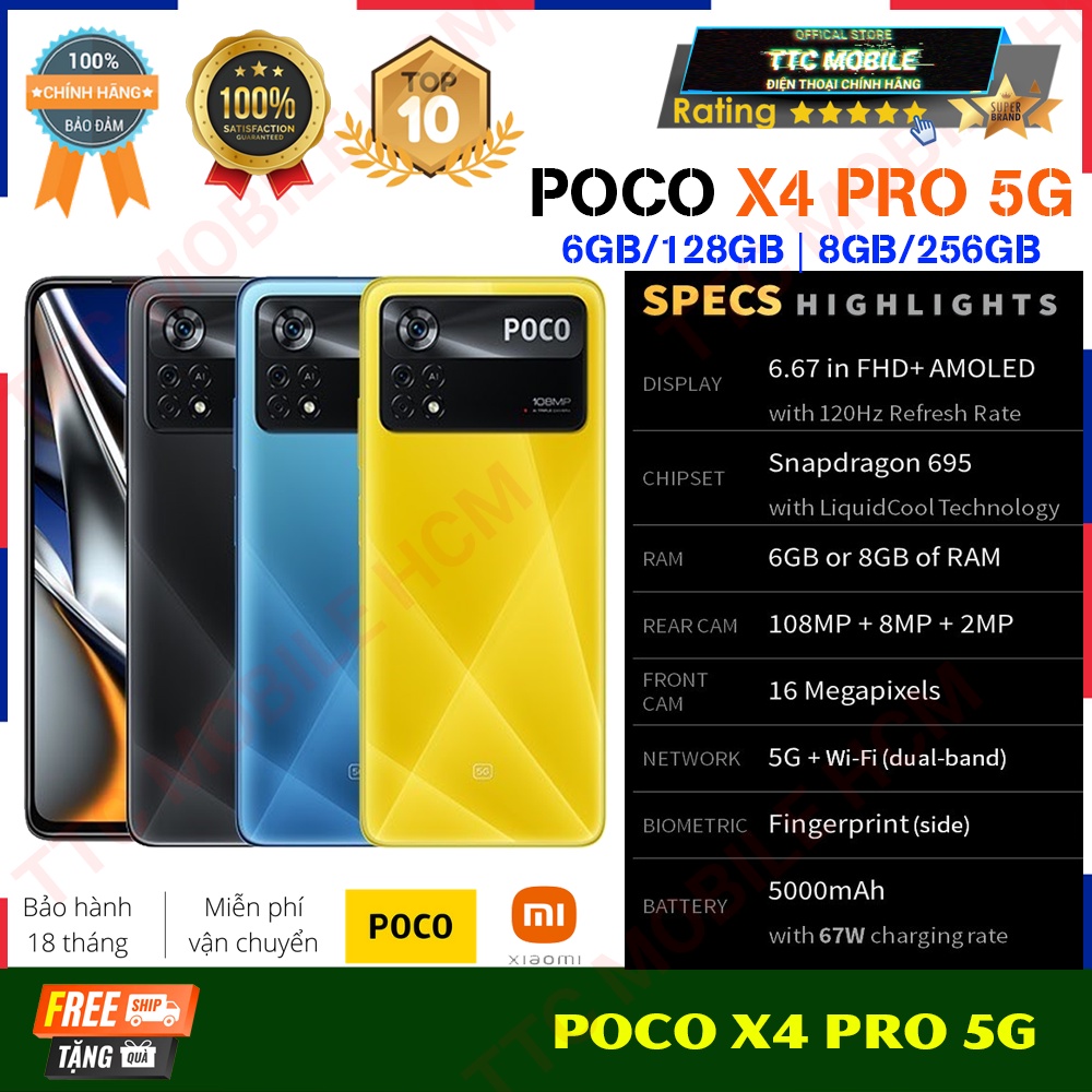 Điện thoại Xiaomi POCO X4 Pro 5G 8GB/256GB|Snapdragon 695 5G|Camera 108MP-TTC MOBILE