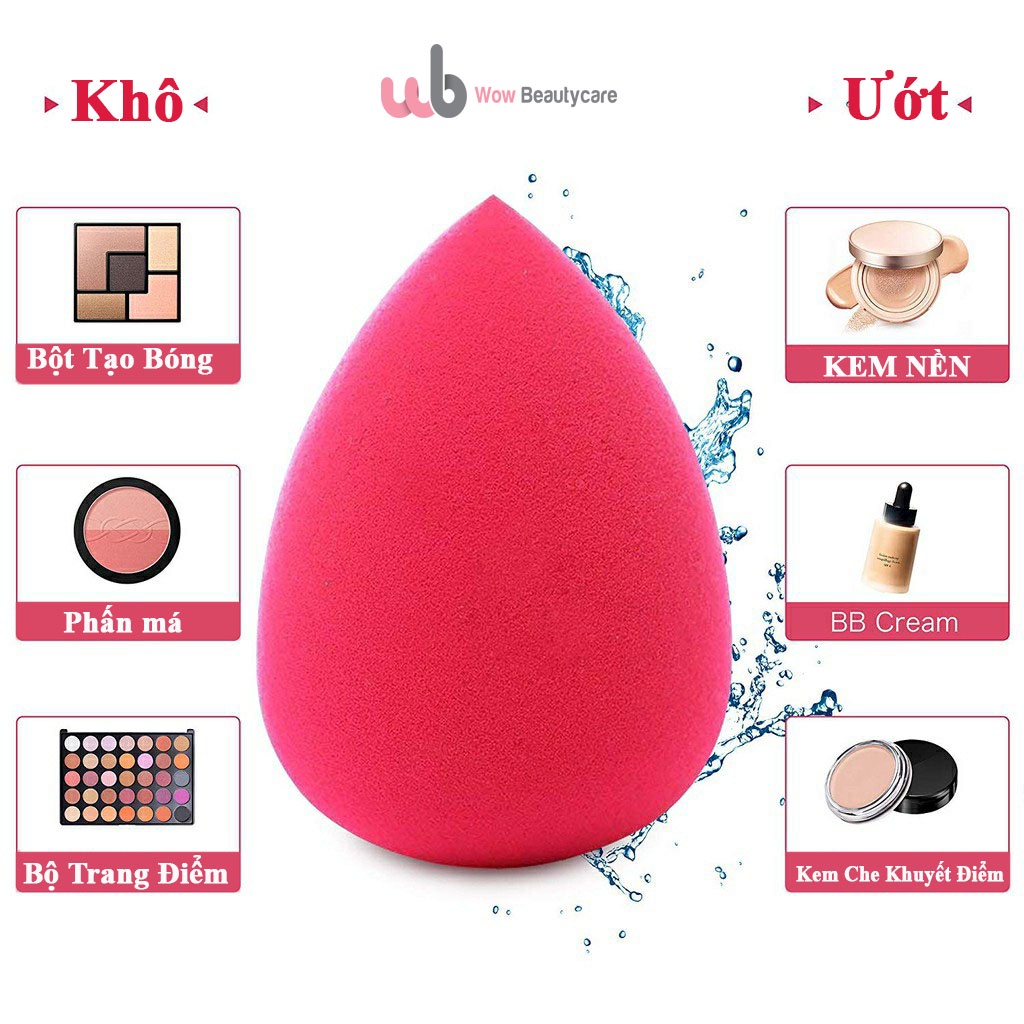 Hộp 6 Bông Mút Đánh Phấn Trang Điểm,Phối Màu Trơn,Chất Liệu Xốp,Mềm Mại Cao Cấp,