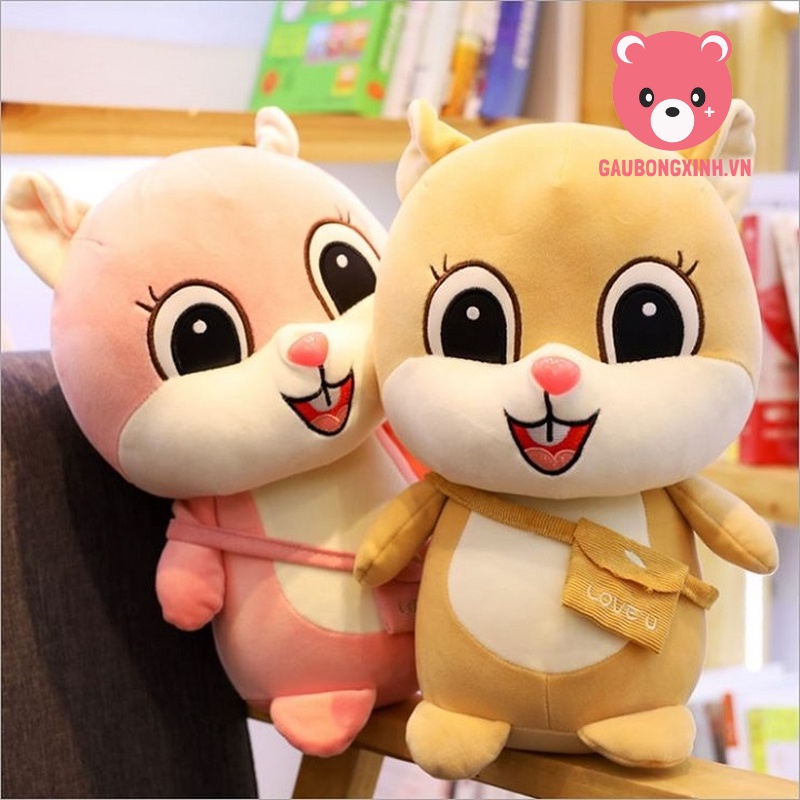 Gấu Bông Sóc Đeo Túi Size Lớn 1m - 1m2, Thú nhồi bông sóc hạt dẻ cao cấp, Gối ôm quà tặng cute cho bé [Ảnh Thật]