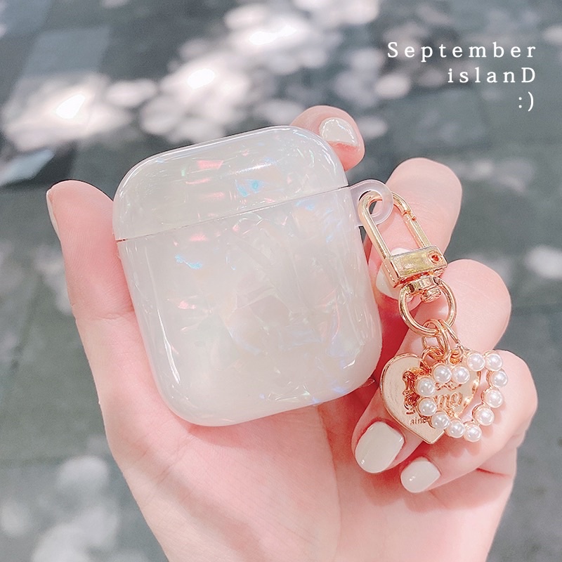 Vỏ case xà cừ móc ngọc bảo vệ bao đựng tai nghe airpods 1 2 PRO - Ốp airpods chống va đập xà cừ sang chảnh