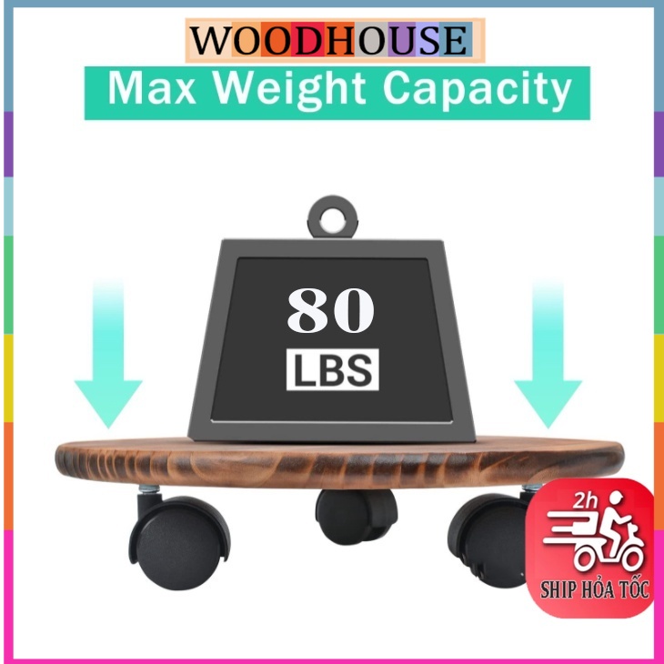 Đế để chậu cây có bánh xe, kệ giá đỡ chậu hoa cây cảnh R30xC8cm, chịu lực tối đa 80kg