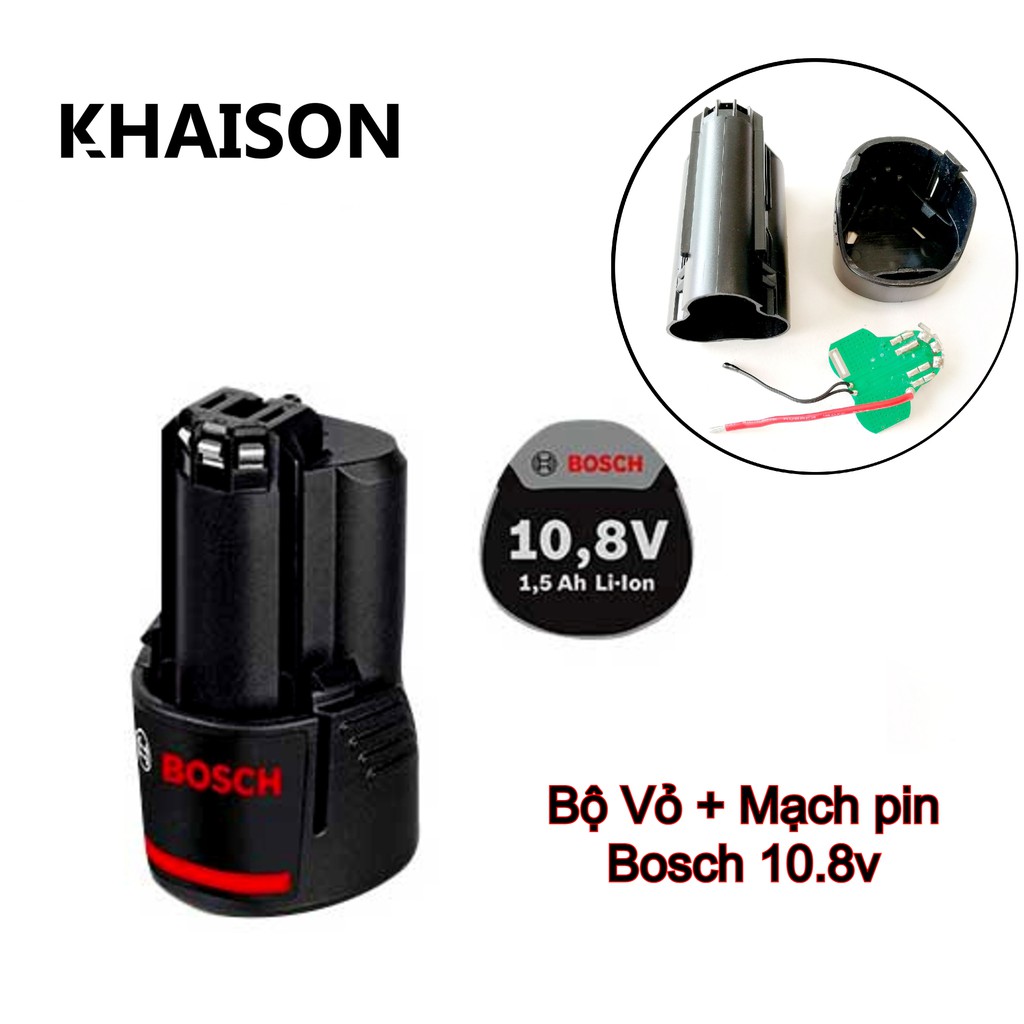 Bộ vỏ pin và mạch pin Bosch 10.8V/12V Li-ion 3.7V nhận sạc zin